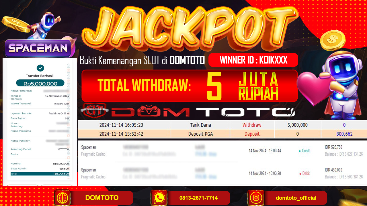 JACKPOT SPACEMAN 14 NOVEMBER 2024